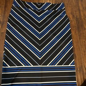 Eloquii Black and Blue Striped Pencil Skirt